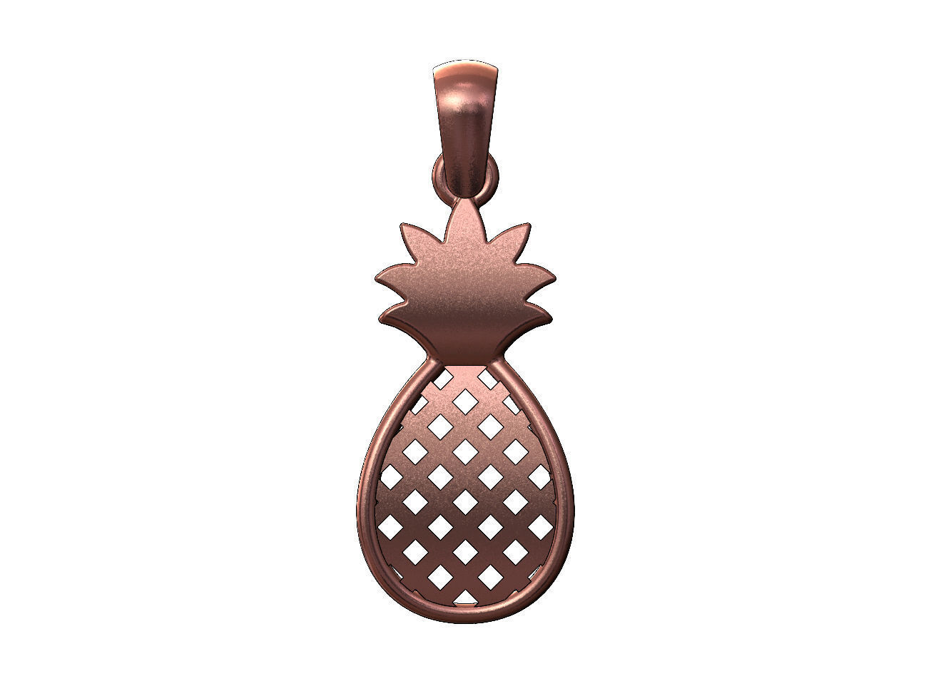 Simple Pineapple Ananas fruit pendant charm 3D print model_12