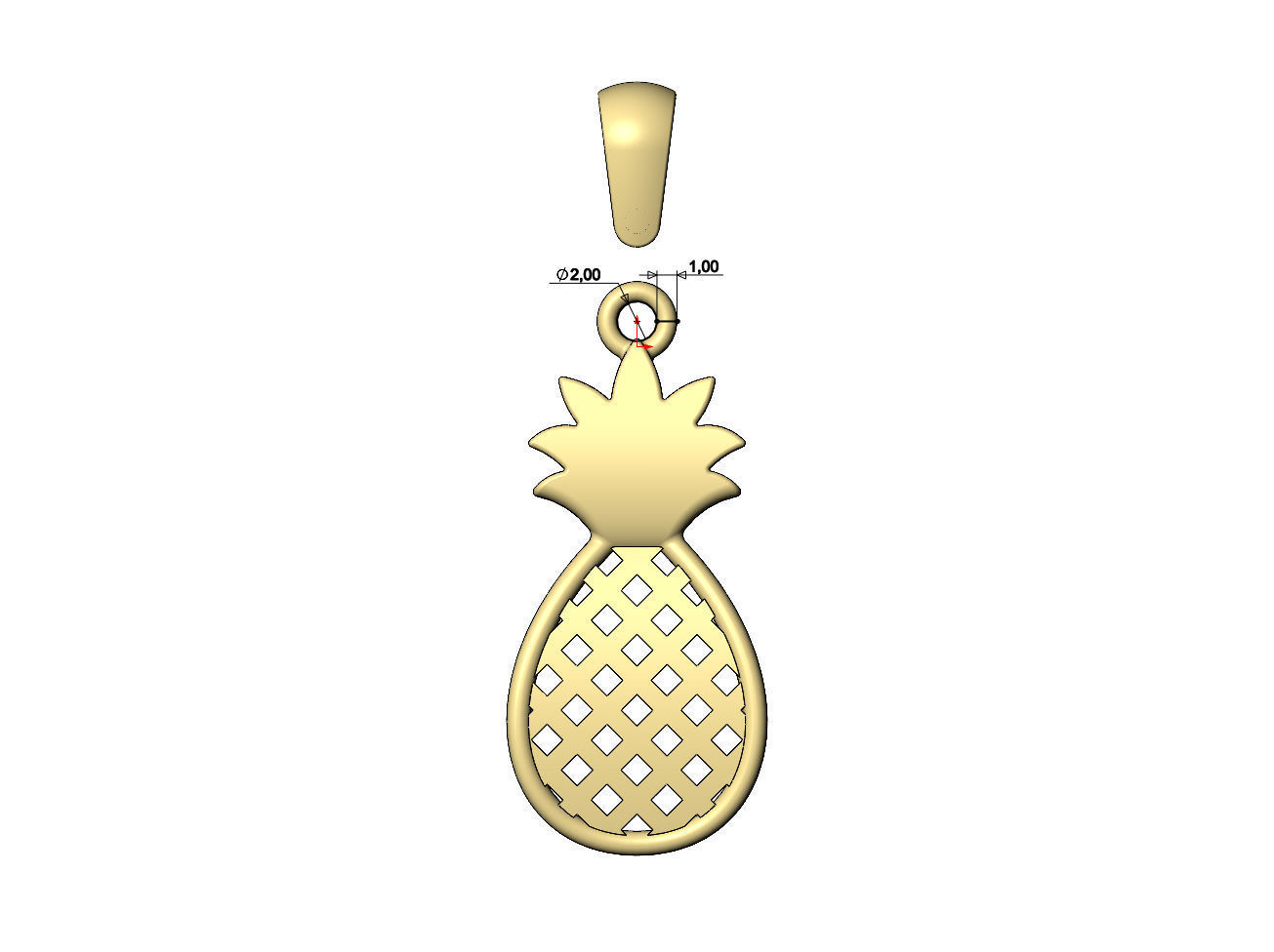 Simple Pineapple Ananas fruit pendant charm 3D print model_8