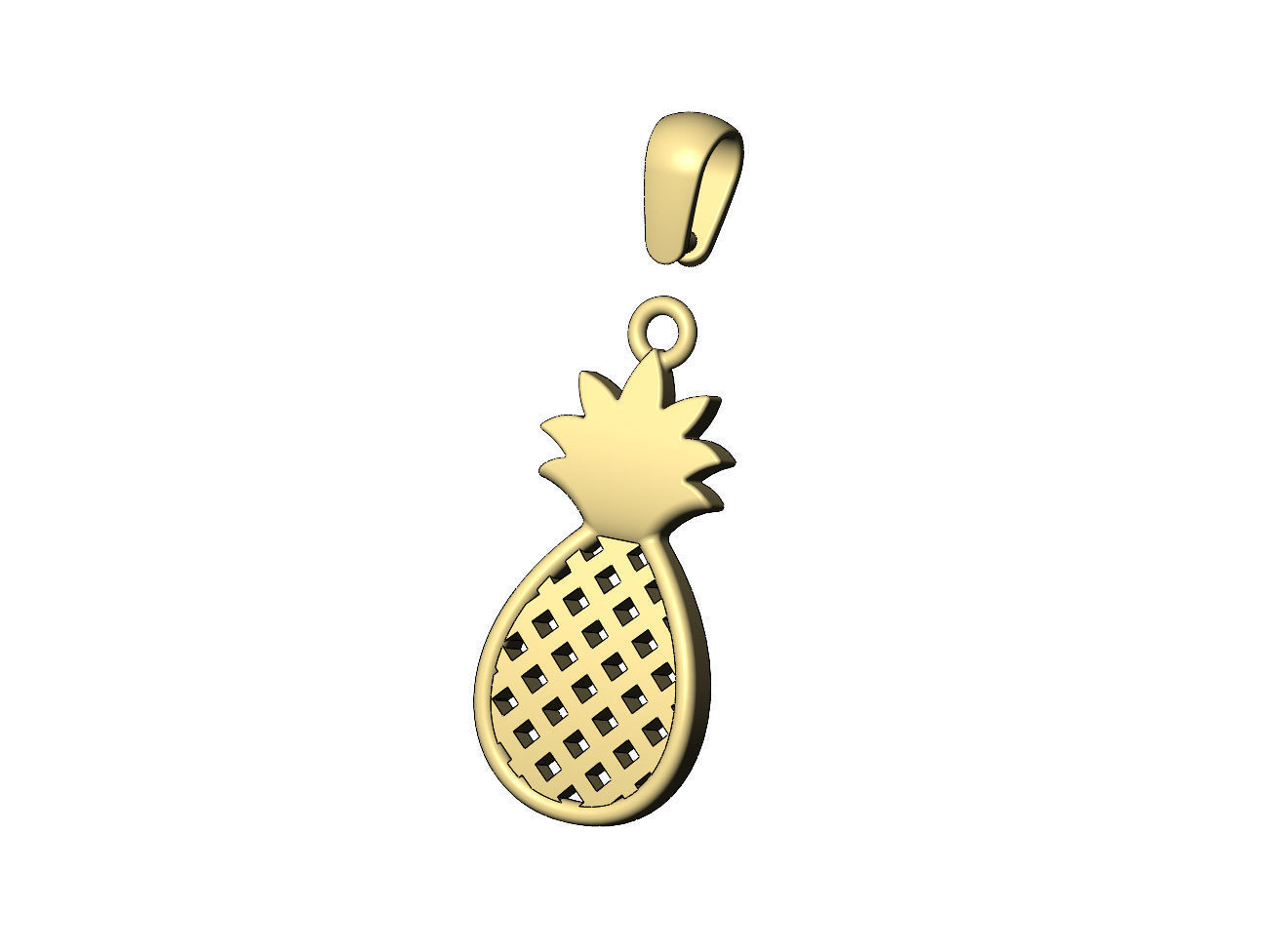 Simple Pineapple Ananas fruit pendant charm 3D print model_6