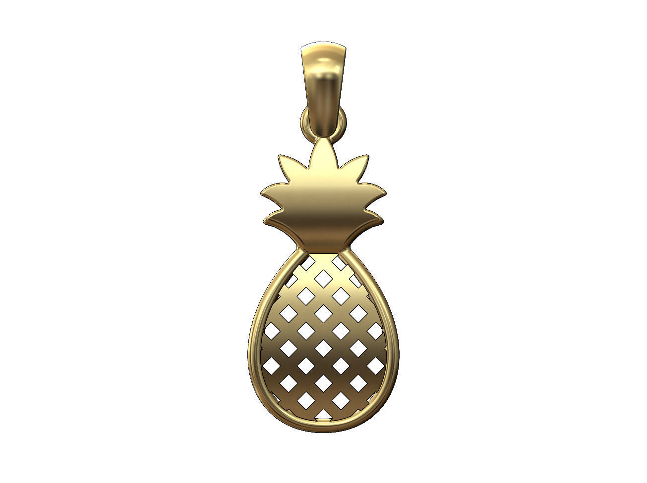 Simple Pineapple Ananas fruit pendant charm 3D print model_1