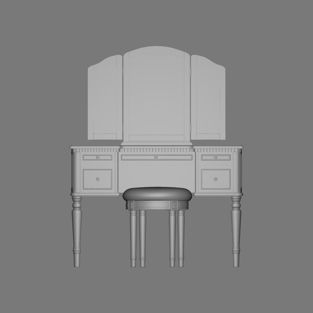 Bull Behrendt MakeUp Vanity Set with Mirror 3D model_1