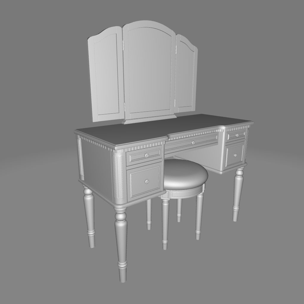 Bull Behrendt MakeUp Vanity Set with Mirror 3D model_2