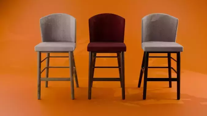 Auron wooden Bar chair 3d model