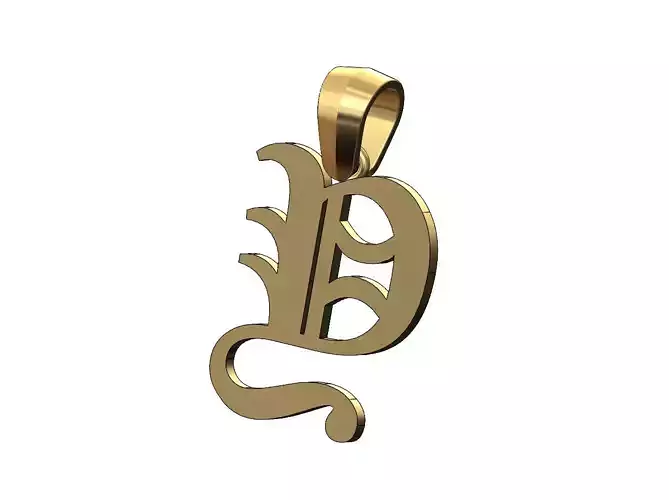 Y gothic old english initial pendant charm bail