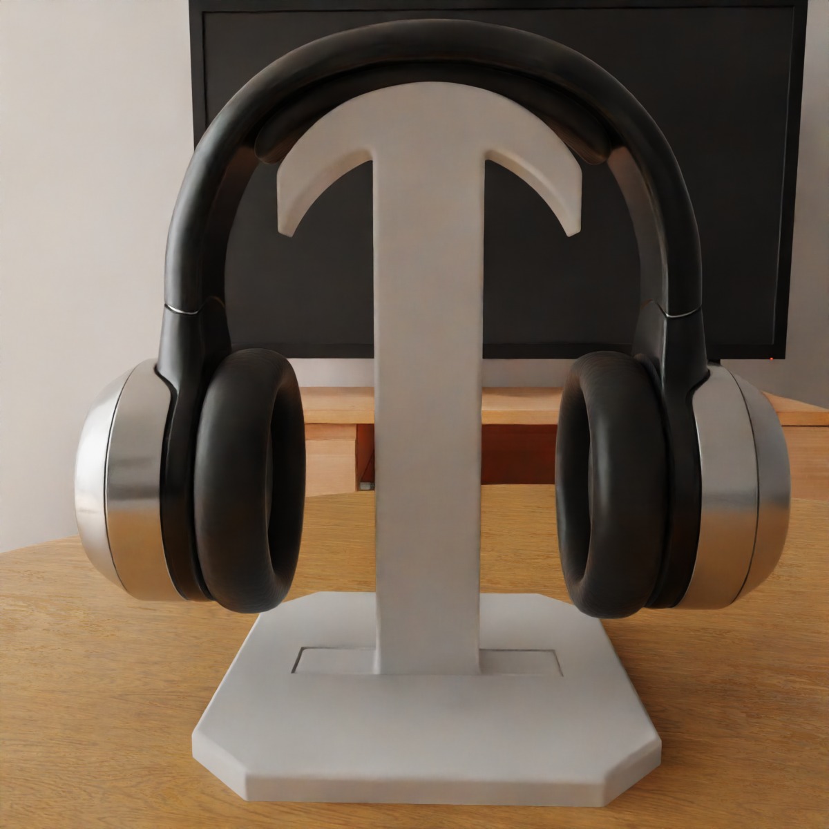 headphone holder stand letter i 3D print model_2