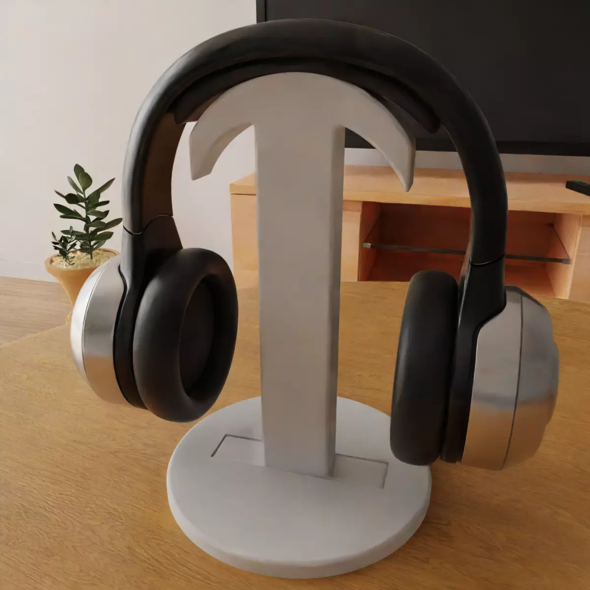 headphone holder stand letter i 3D print model_0