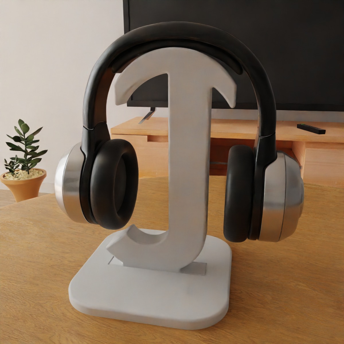 headphone holder stand letter j 3D print model_1