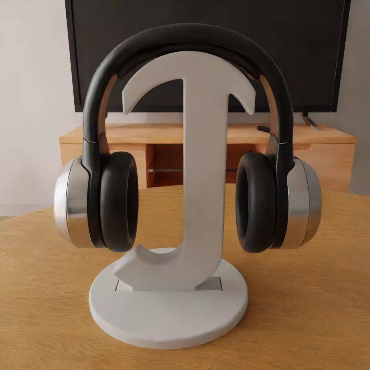 headphone holder stand letter j 3D print model_0