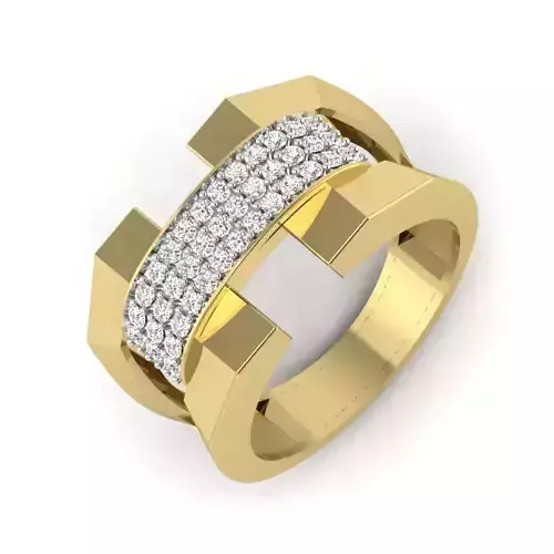 Yellow gold diamond rings-PR-404-DIA