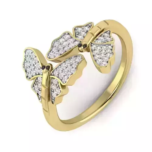 light weight  Yellow gold diamond rings-PR-411 DIA