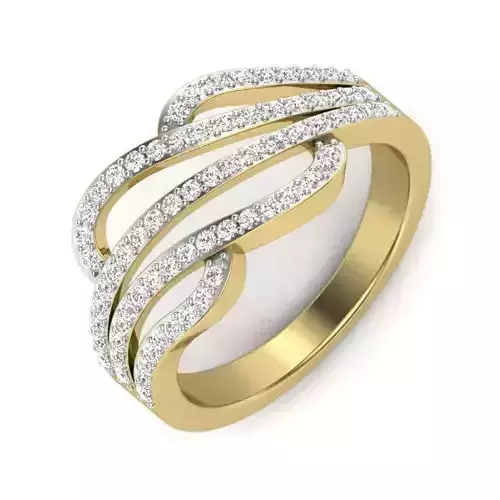 light weight  Yellow gold diamond rings-PR-415-DIA