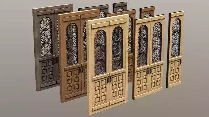 Wooden Entrance Door game ready asset