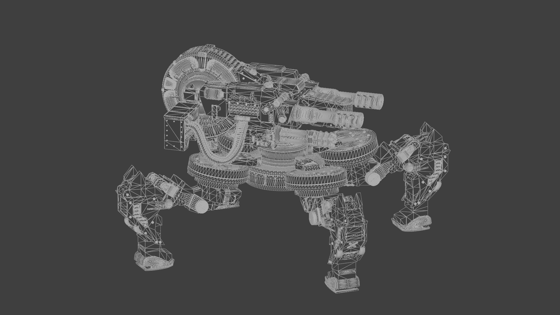 Gun mech walker 3D print model_7