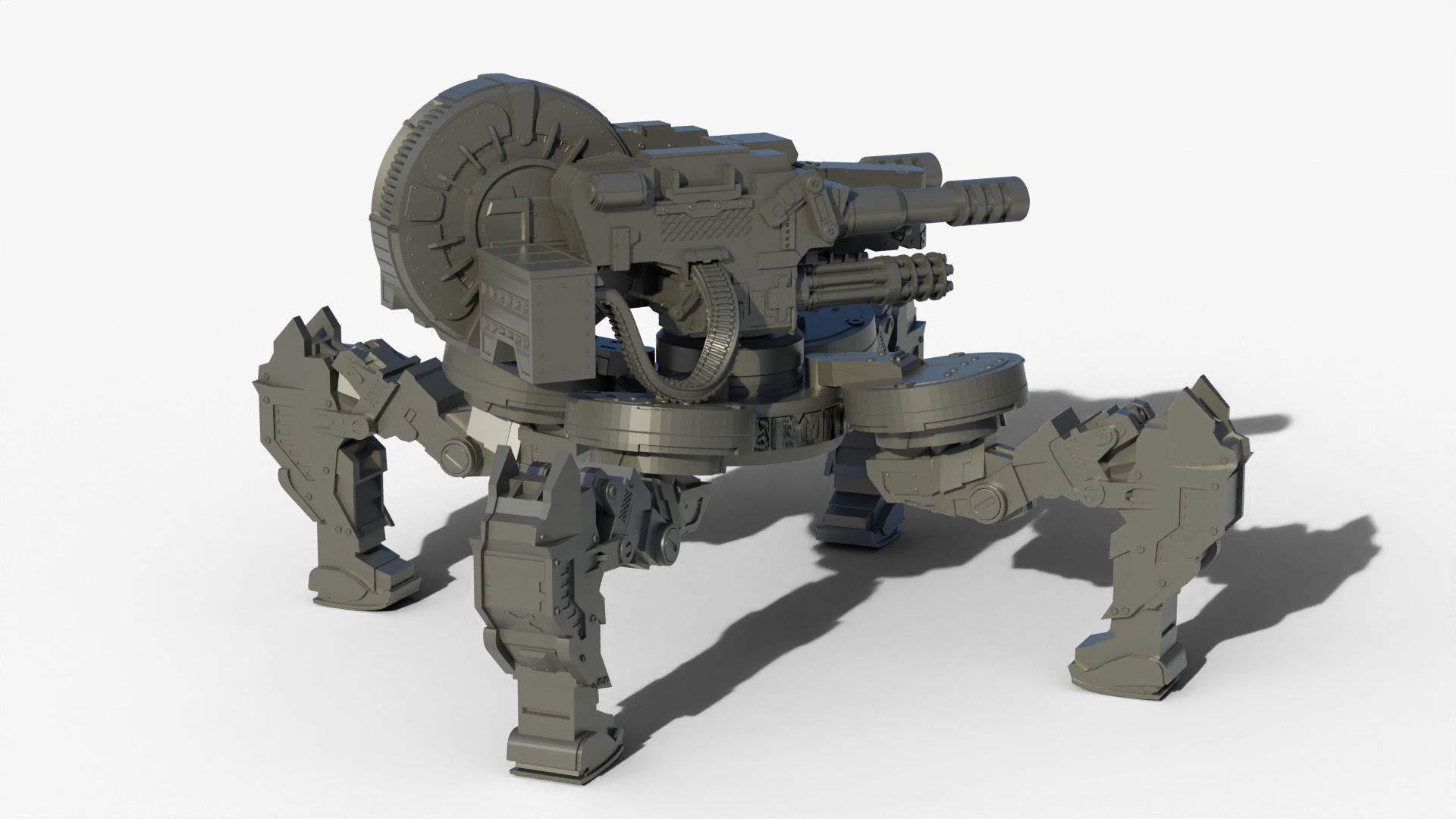 Gun mech walker 3D print model_4
