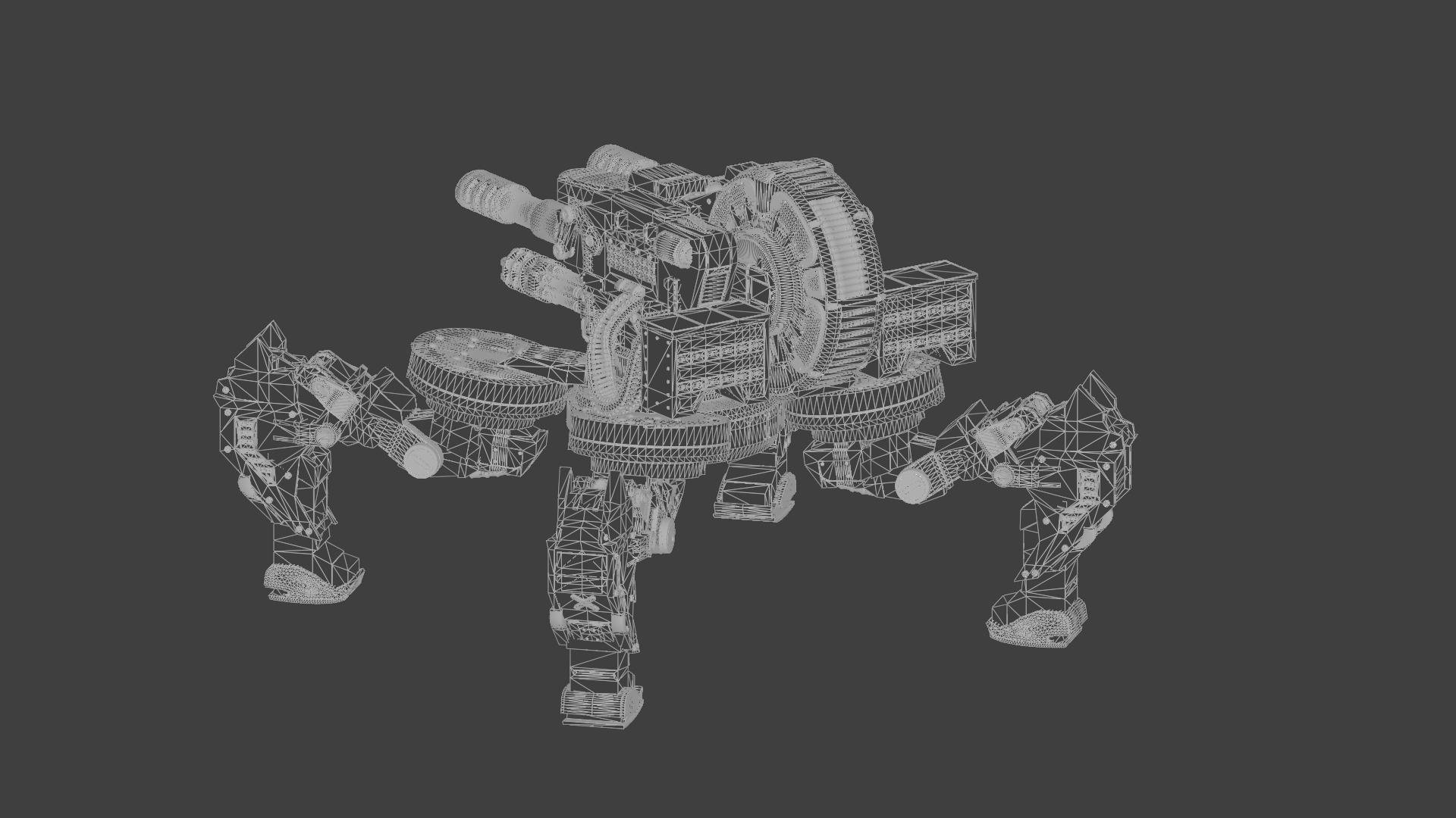Gun mech walker 3D print model_6