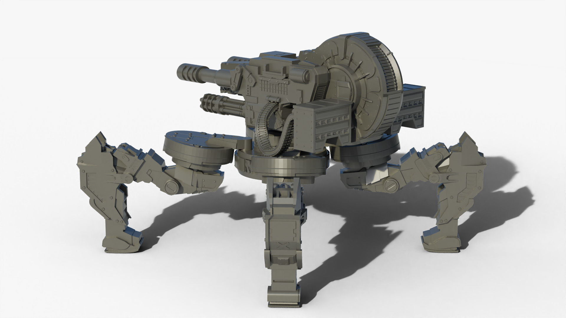 Gun mech walker 3D print model_2