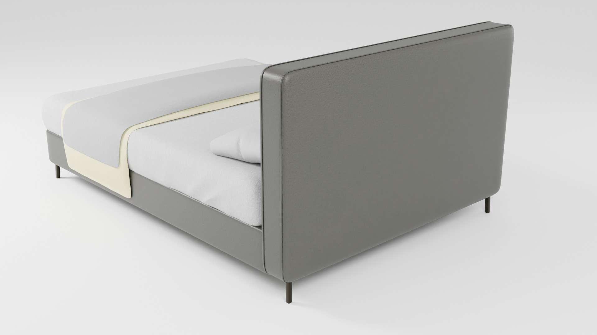 Bed with leather frame 3D model_3