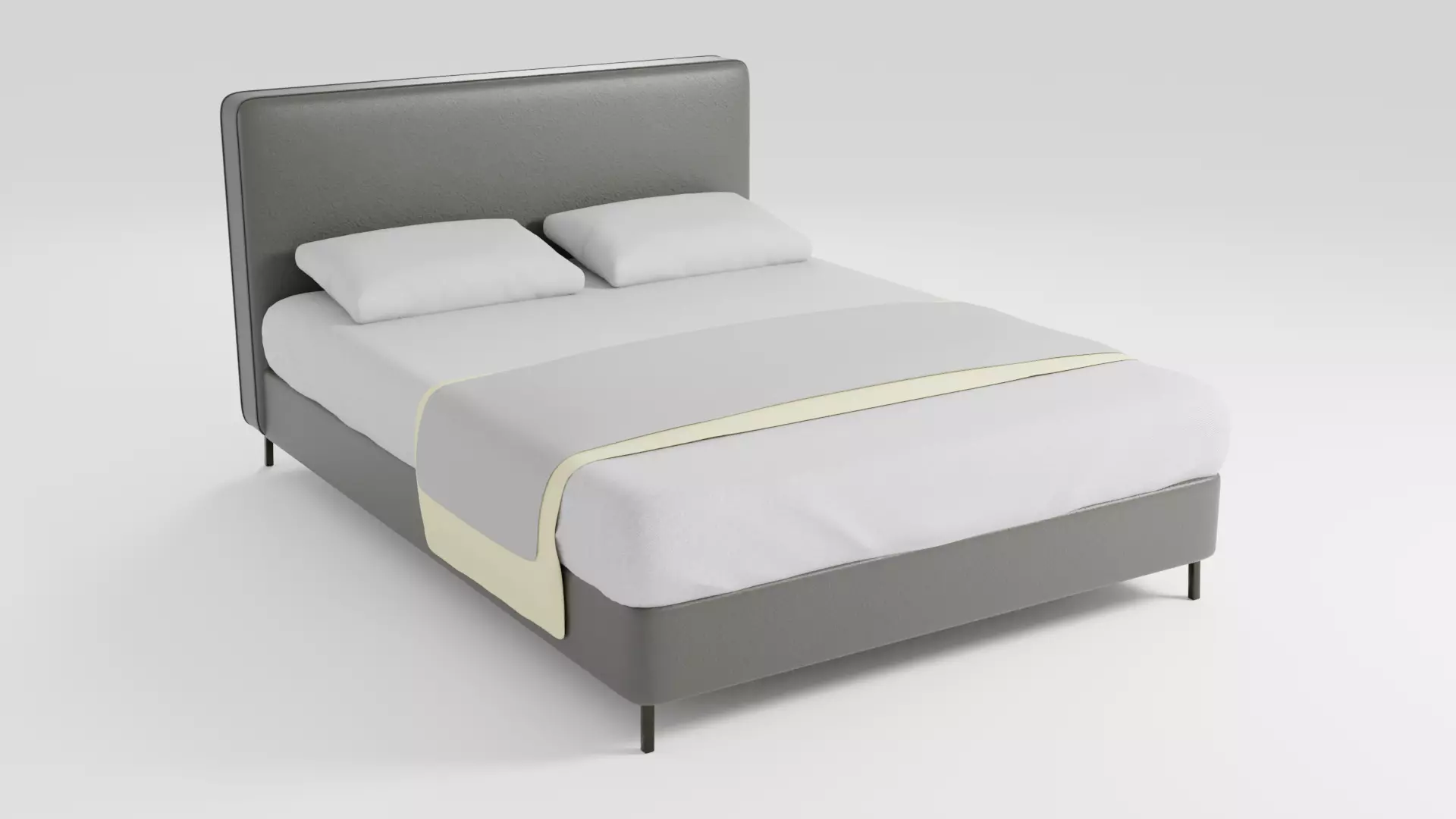 Bed with leather frame 3D model_0
