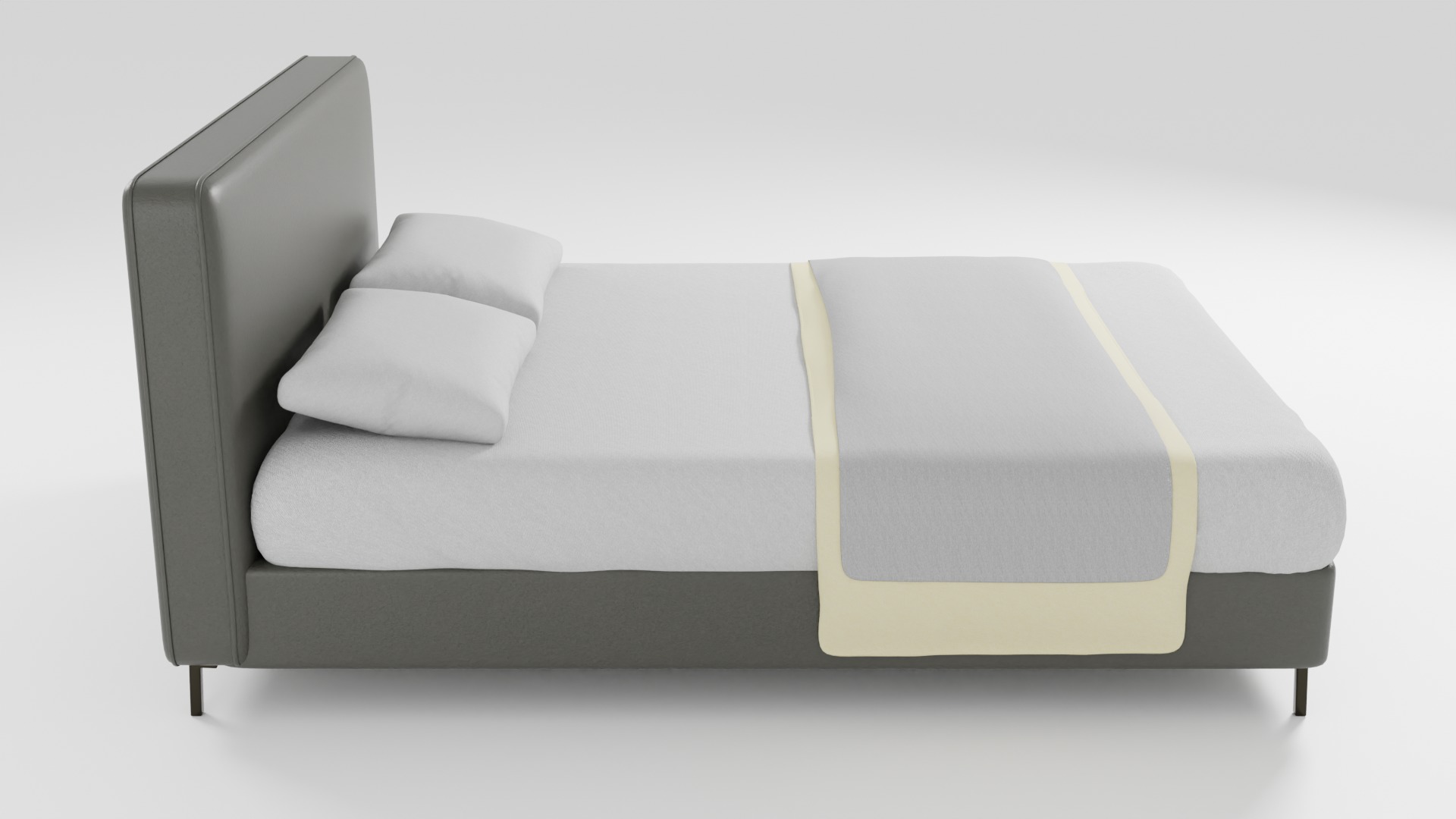 Bed with leather frame 3D model_1