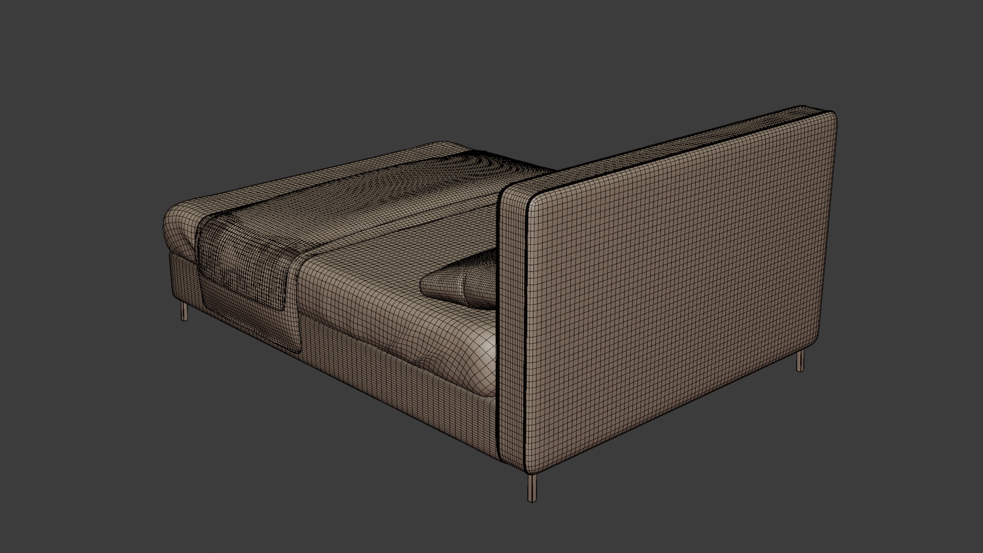 Bed with leather frame 3D model_7