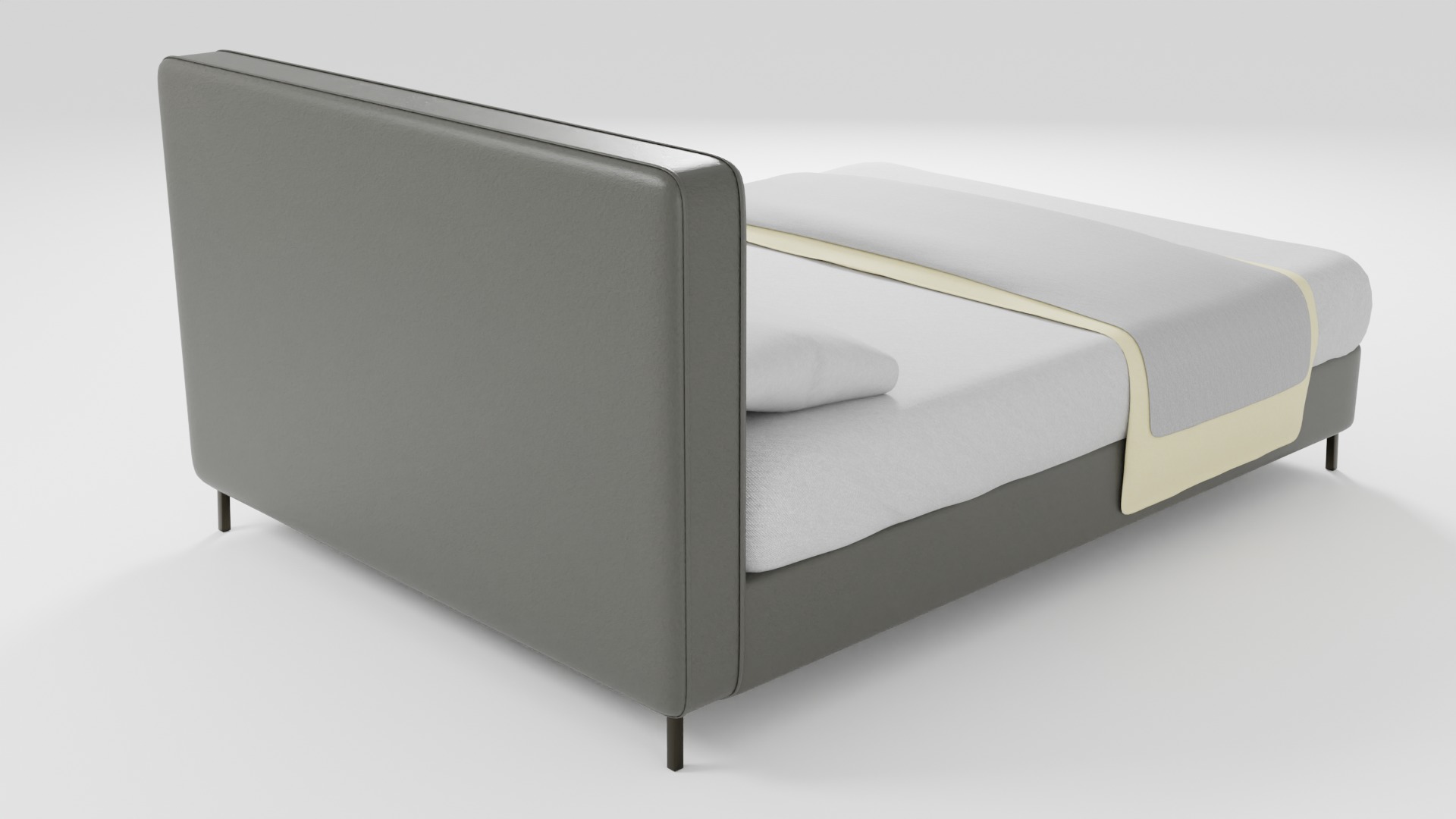 Bed with leather frame 3D model_2