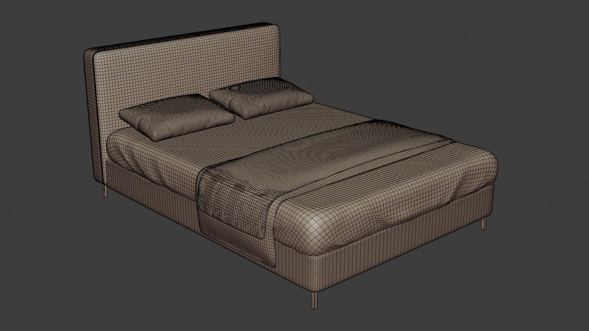 Bed with leather frame 3D model_6