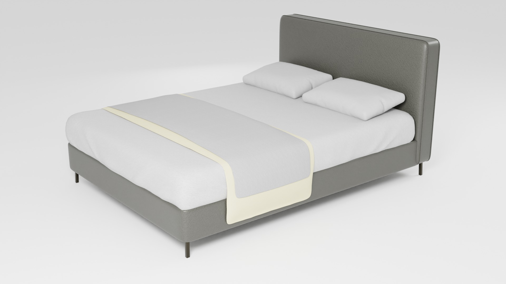 Bed with leather frame 3D model_4
