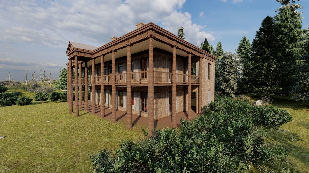 Vilage in forest-old house 3D model_16