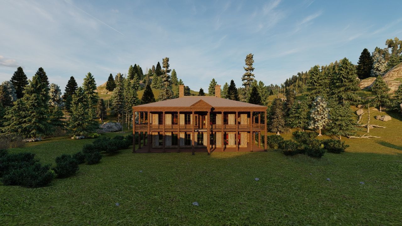 Vilage in forest-old house 3D model_1