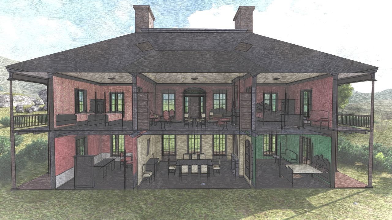 Vilage in forest-old house 3D model_14