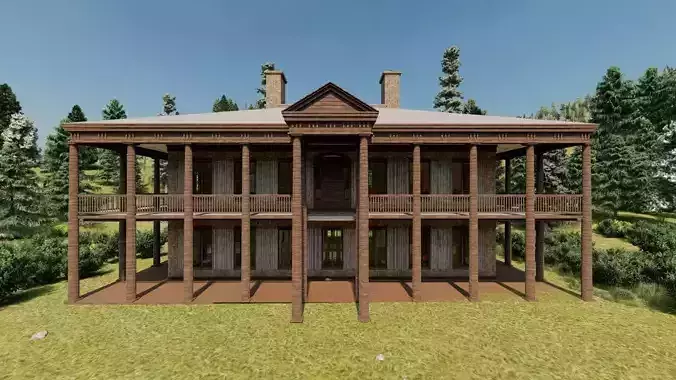 Vilage in forest-old house 3D model