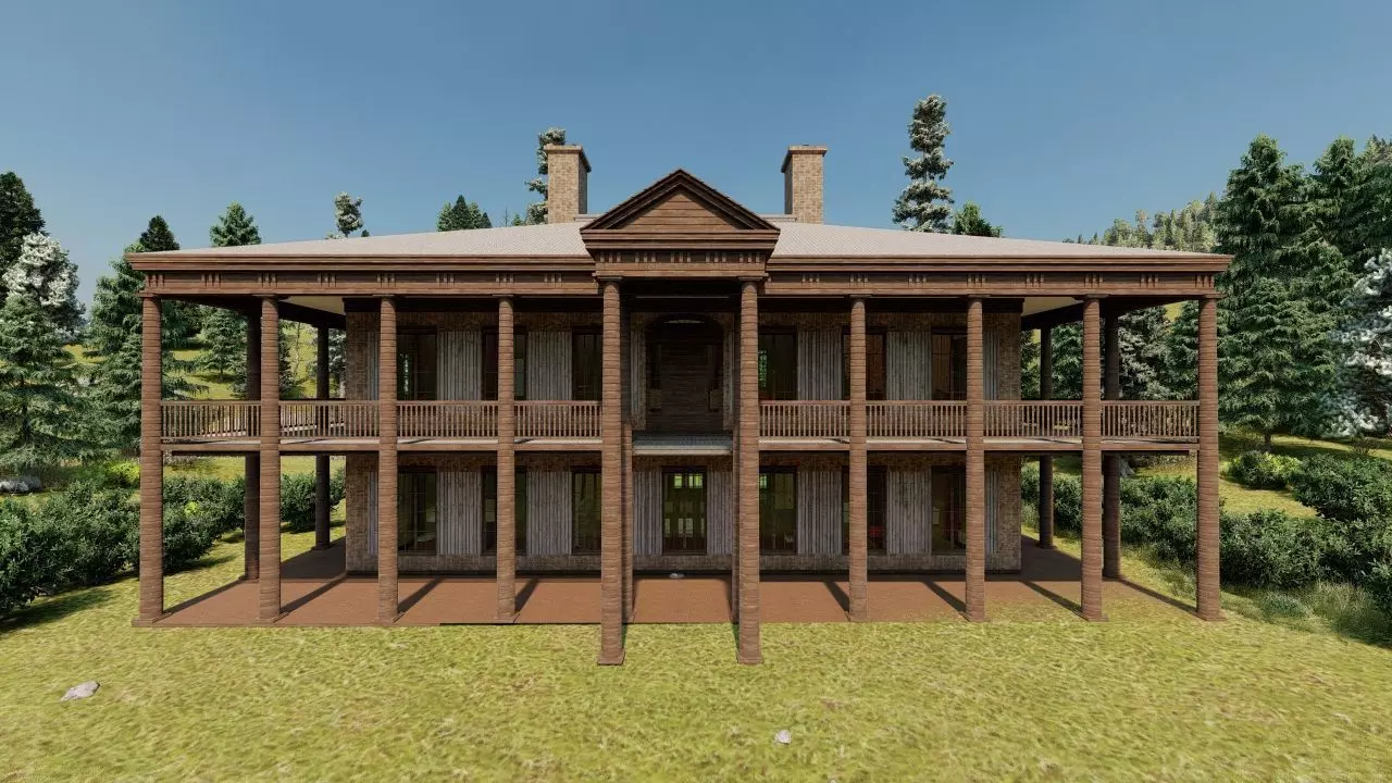 Vilage in forest-old house 3D model_0
