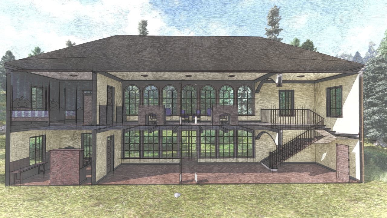 Vilage in forest-old house 3D model_4