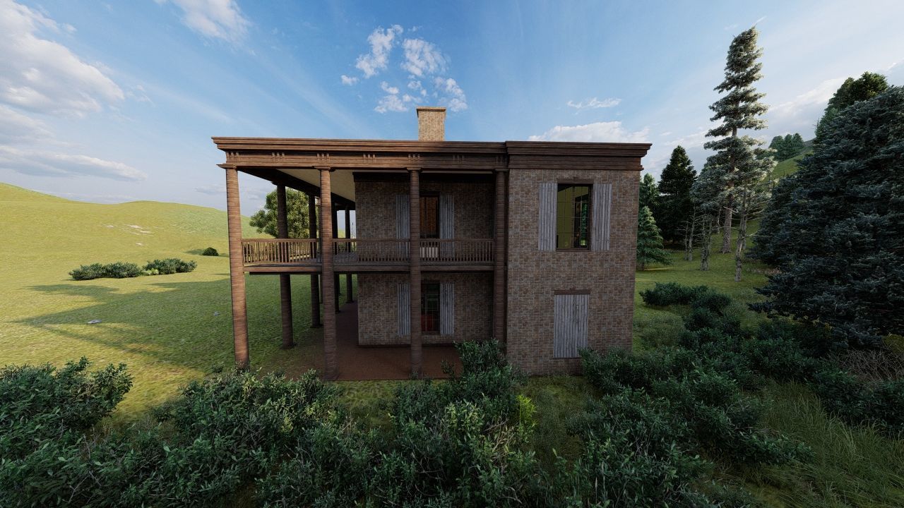 Vilage in forest-old house 3D model_33