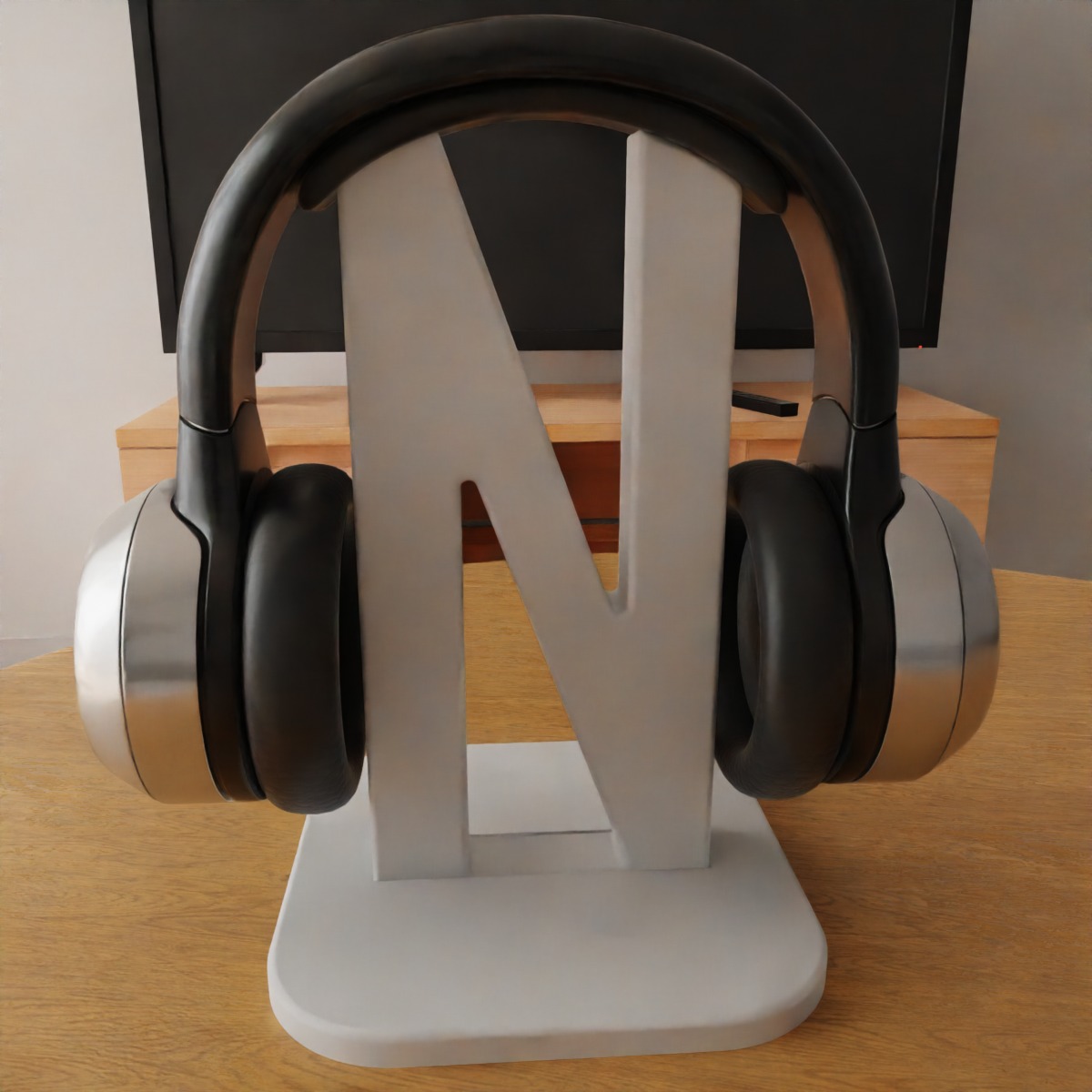 headphone holder stand letter n 3D print model_1