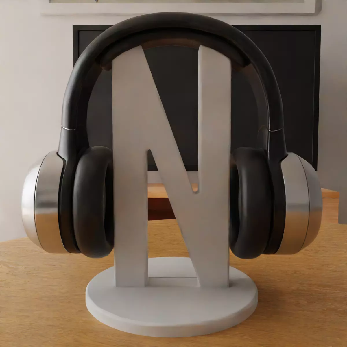 headphone holder stand letter n 3D print model_0