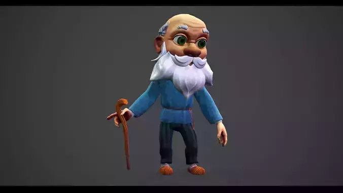 Old man Low-poly 3D model
