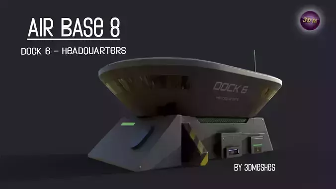 AIR BASE 8 - Dock 6 Headquarters - PBR lowploly Low-poly 3D model