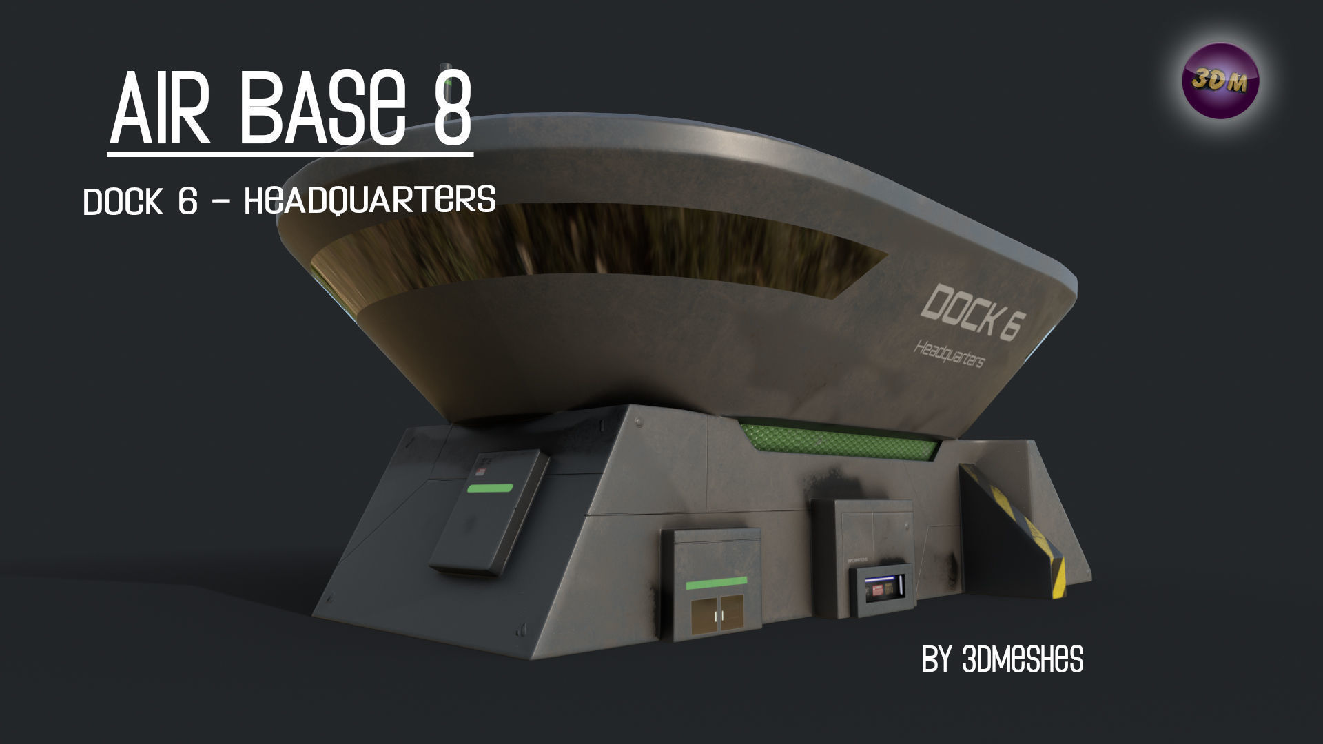 AIR BASE 8 - Dock 6 Headquarters - PBR lowploly Low-poly 3D model_10