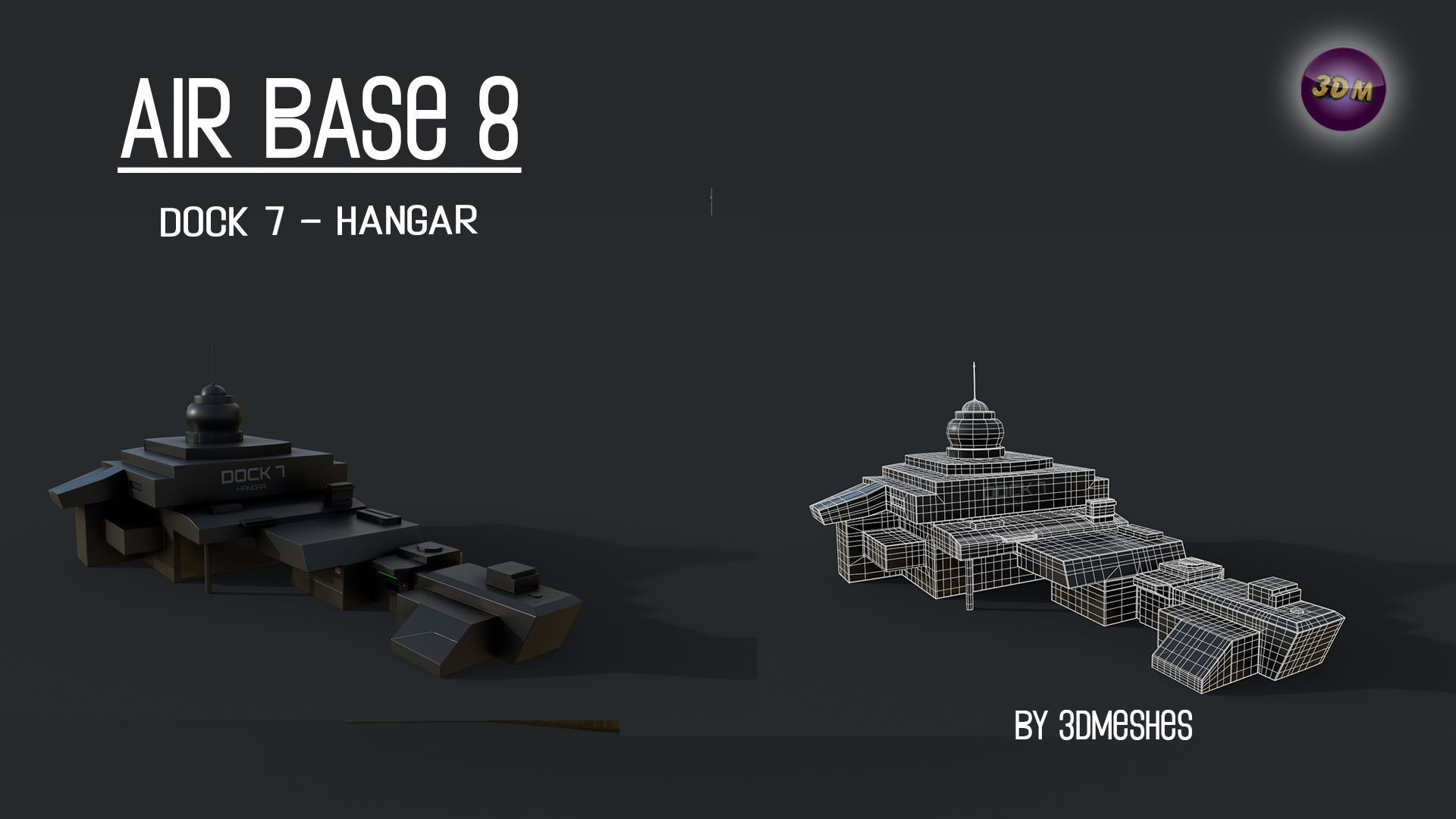 AIR BASE 8 - Dock 7 - Hangar PBR low poly Low-poly 3D model_6