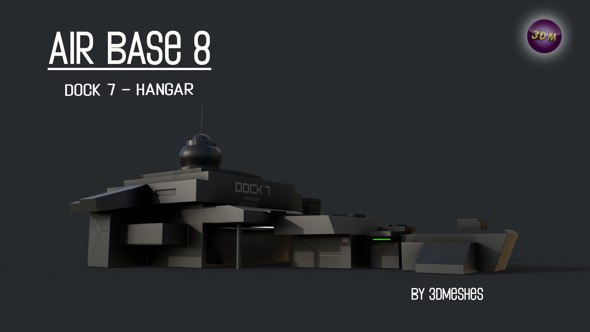 AIR BASE 8 - Dock 7 - Hangar PBR low poly Low-poly 3D model_4