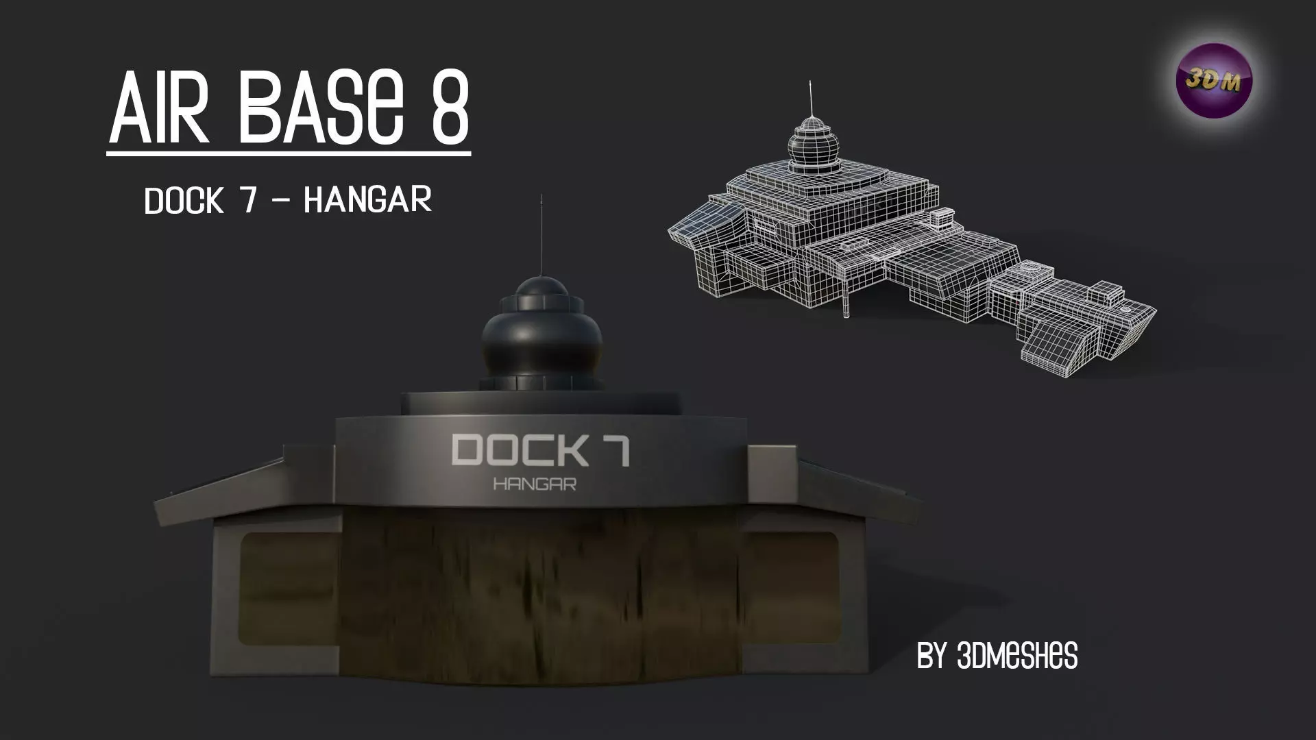 AIR BASE 8 - Dock 7 - Hangar PBR low poly Low-poly 3D model_0