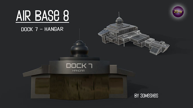 AIR BASE 8 - Dock 7 - Hangar PBR low poly Low-poly 3D model