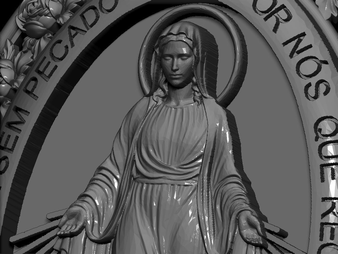 Virgin Mary Medallion Ring 3D print model 3D print model_5