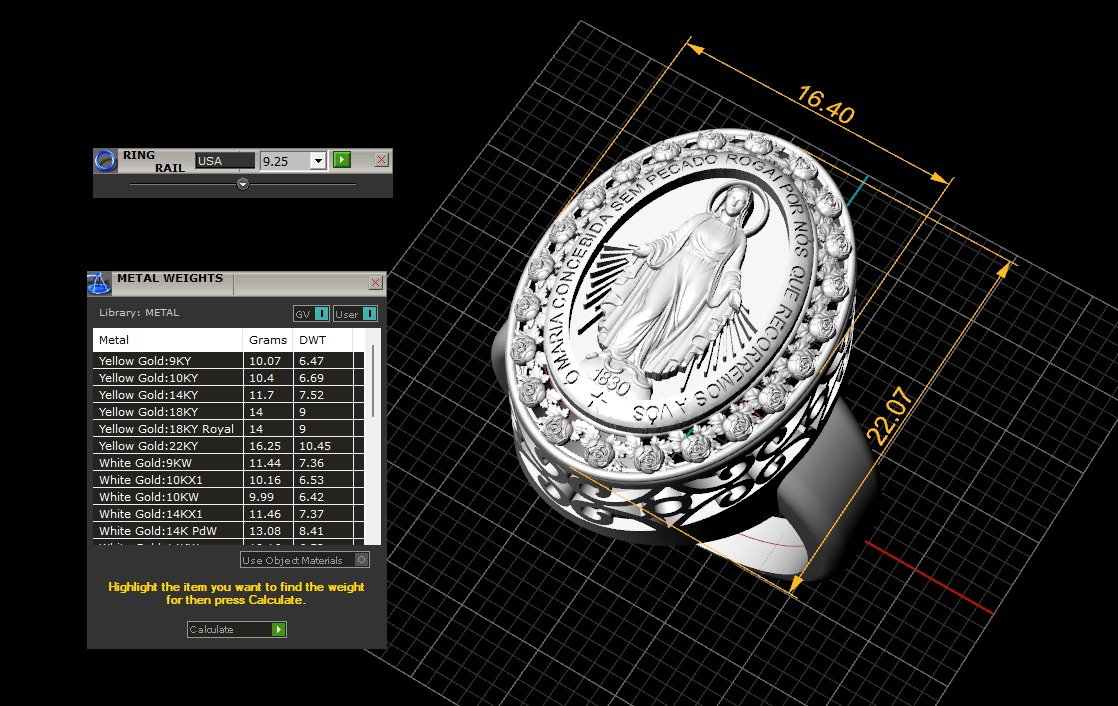 Virgin Mary Medallion Ring 3D print model 3D print model_7