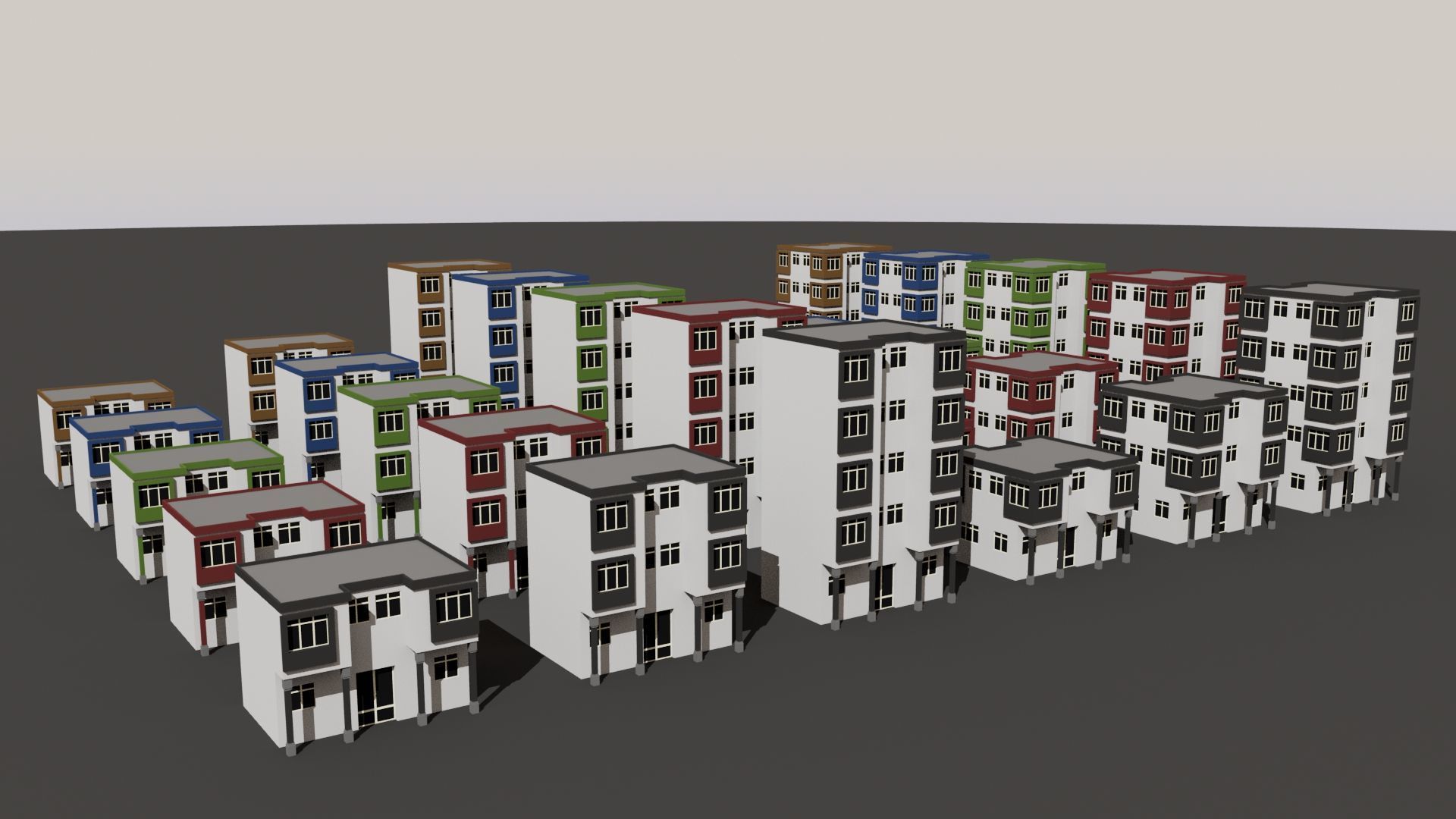 Cartoon Building Low Poly Building A 30 Variant Low-poly 3D model_1