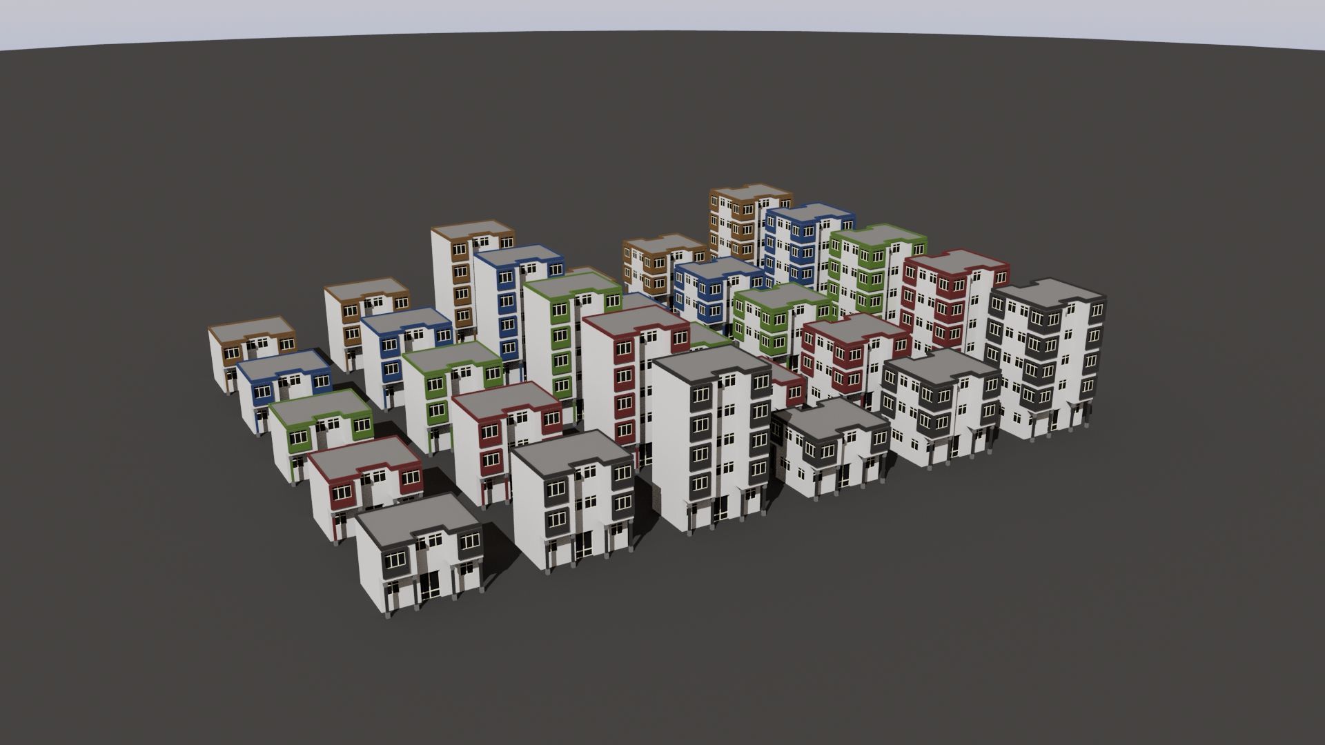 Cartoon Building Low Poly Building A 30 Variant Low-poly 3D model_5