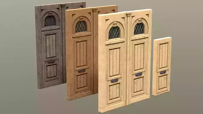 Wooden Entrance Double Door realistic