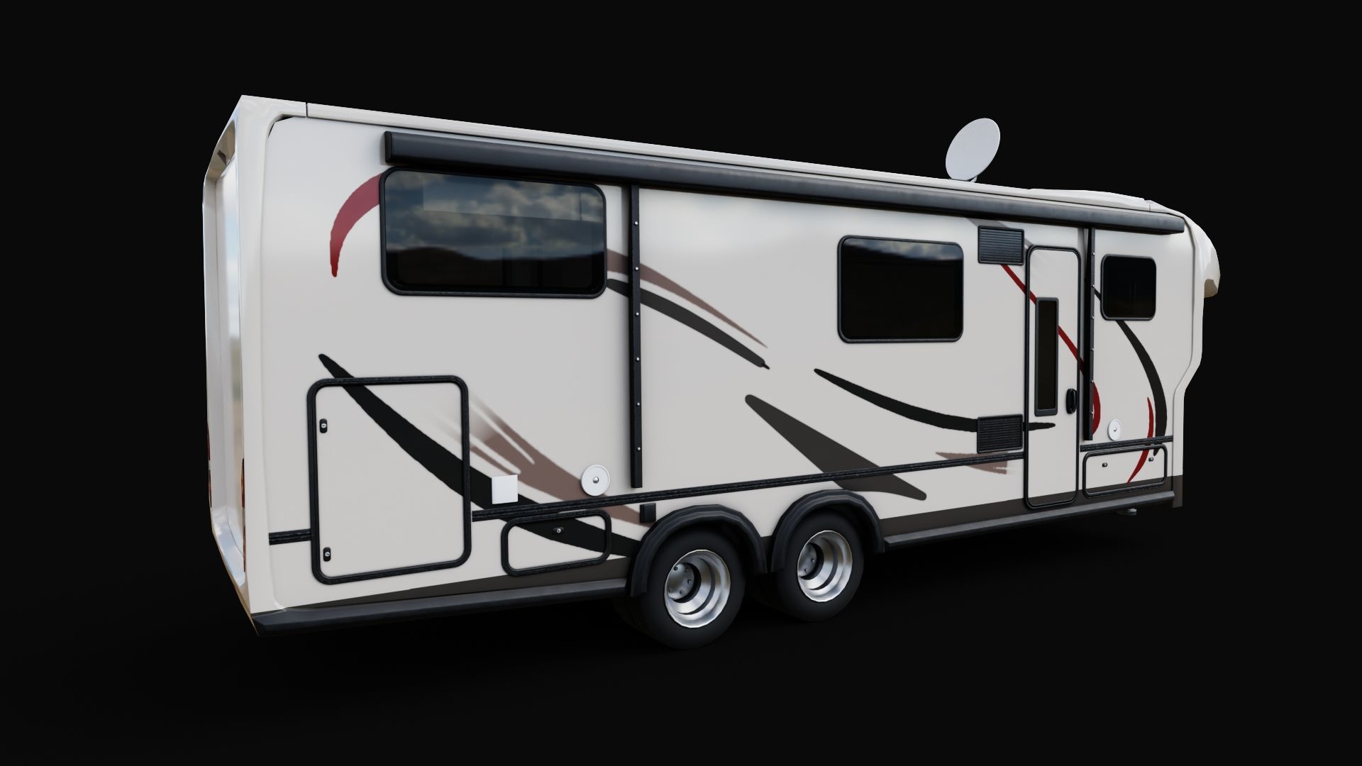 Motorhome Trailer RV Low-poly 3D model_3
