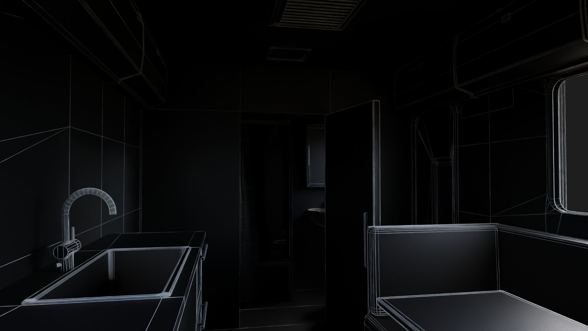 Motorhome Trailer RV Low-poly 3D model_7